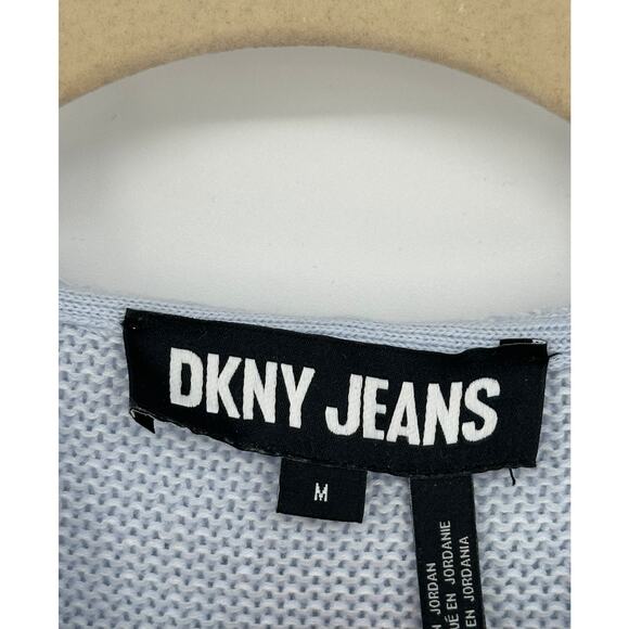 DKNY Soft Blue V-Neck Sweater Hoodie Long Sleeve Casual Winter Stretch Relaxed M - Picture 3 of 6